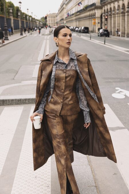 Leather and Spice Trench Coat faded brown