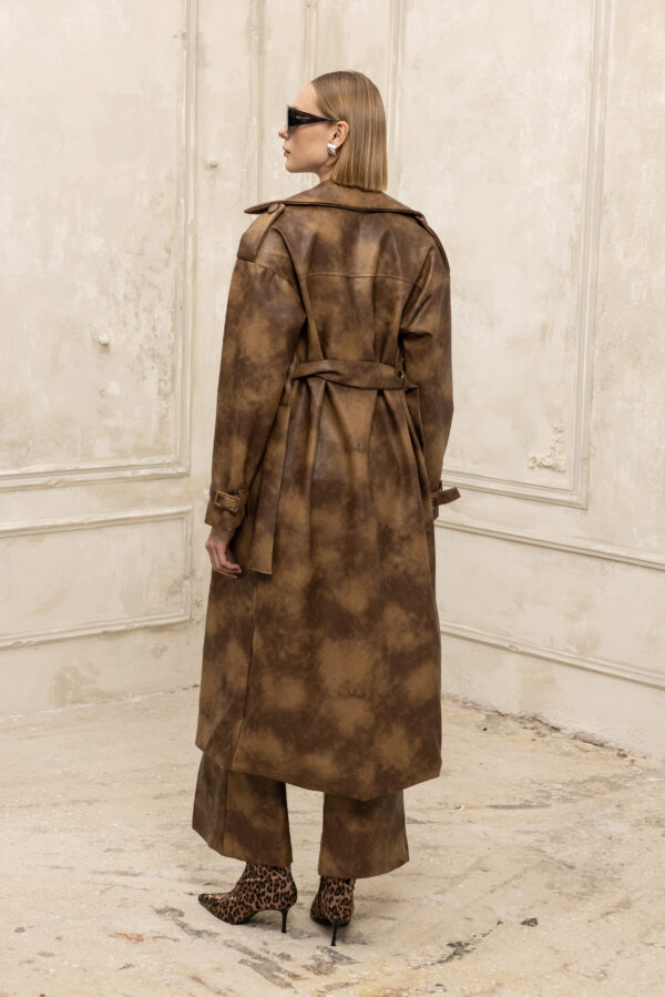 Leather and Spice Trench Coat faded brown