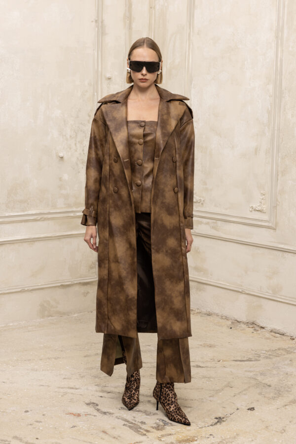 Leather and Spice Trench Coat faded brown