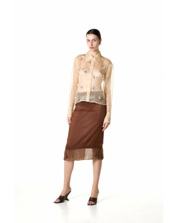 Milk White Brown skirt with strass ending