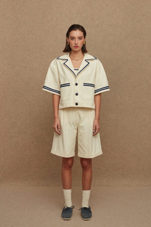 Parelthon blazer cream/La Chaine σακάκι κοντό - Image 2