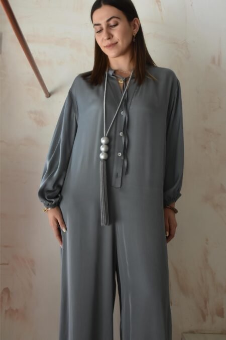 Satin summer jumpsuit (silver)/Athina klo ολόσωμη φόρμα