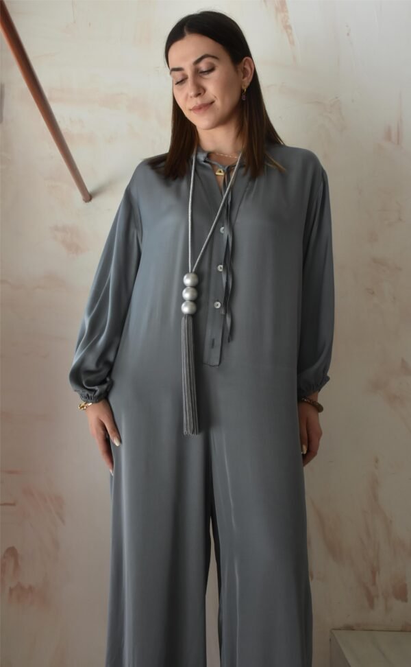 Satin summer jumpsuit (silver)/Athina klo ολόσωμη φόρμα