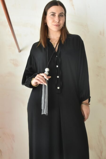 Satin summer jumpsuit (black)/Athina klo ολόσωμη φόρμα