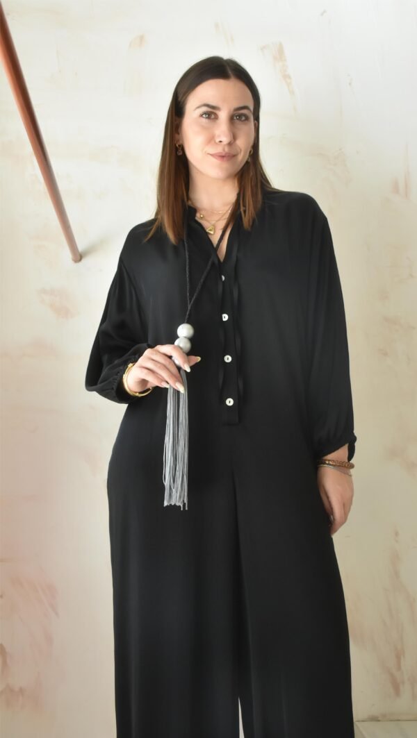 Satin summer jumpsuit (black)/Athina klo ολόσωμη φόρμα