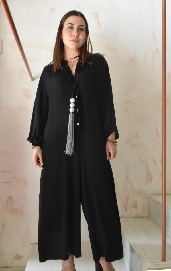 Satin summer jumpsuit (black)/Athina klo ολόσωμη φόρμα - Image 3