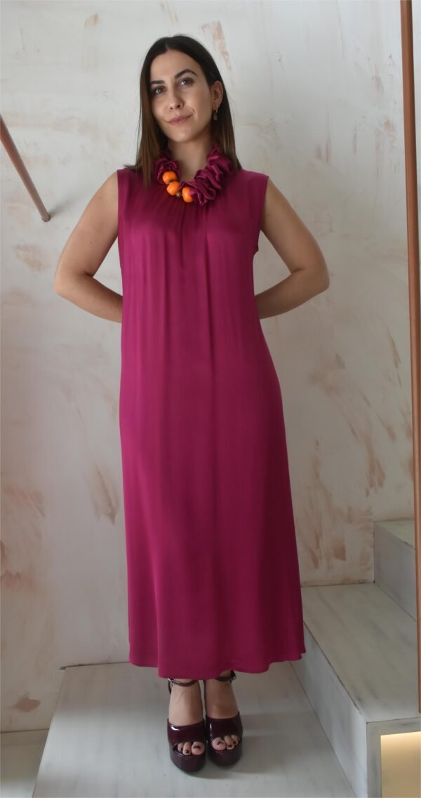 Satin summer dress (cherry)/Athina klo φόρεμα - Image 2