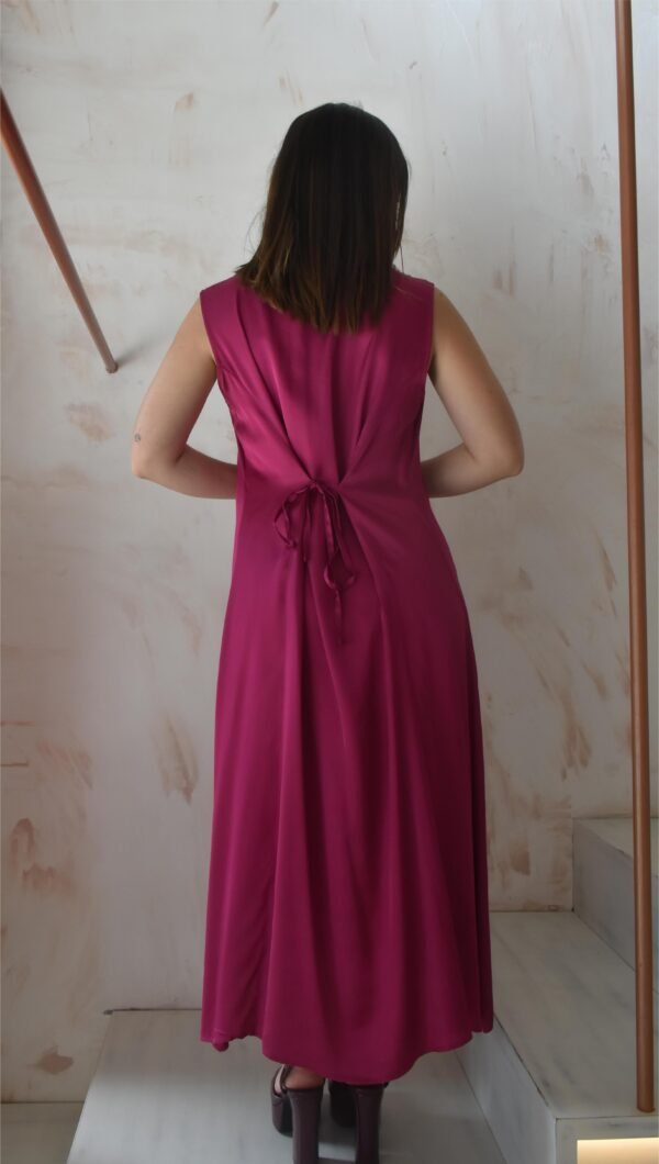 Satin summer dress (cherry)/Athina klo φόρεμα - Image 3