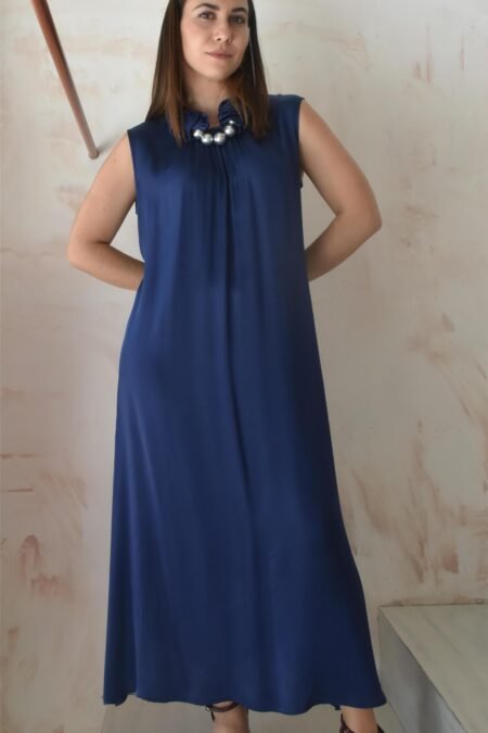 Satin summer dress (blue)/Athina klo φόρεμα