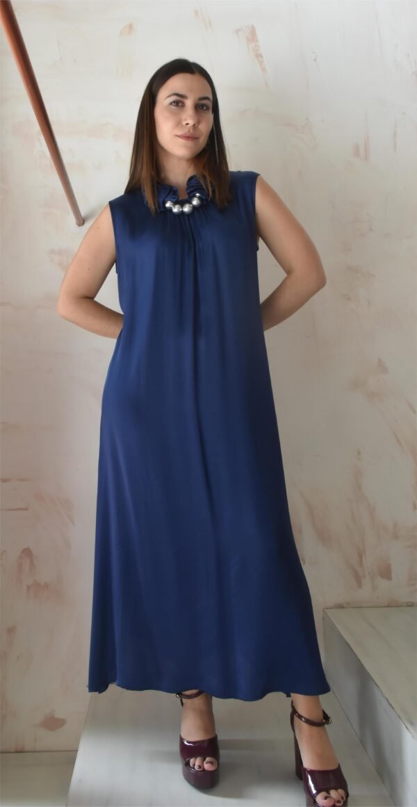 Satin summer dress (blue)/Athina klo φόρεμα