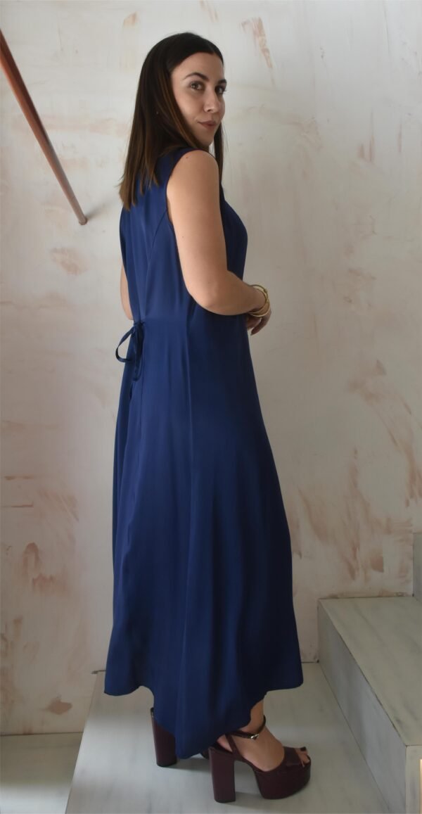 Satin summer dress (blue)/Athina klo φόρεμα - Image 2
