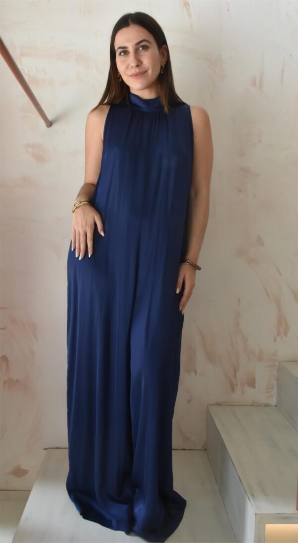 Satin summer jumpsuit (blue)/Athina klo ολόσωμη φόρμα