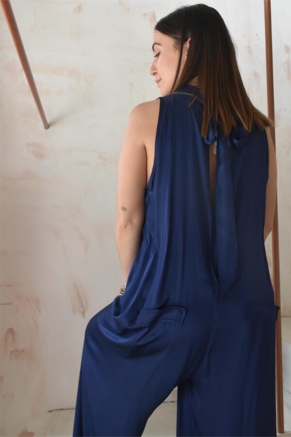 Satin summer jumpsuit (blue)/Athina klo ολόσωμη φόρμα - Image 3