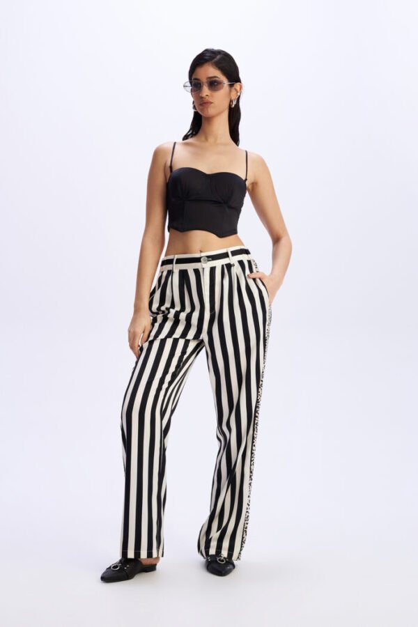 Black and white striped wide Leg pants / C9 πατελόνι - Image 3