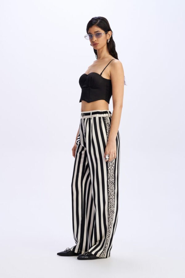 Black and white striped wide Leg pants / C9 πατελόνι - Image 2