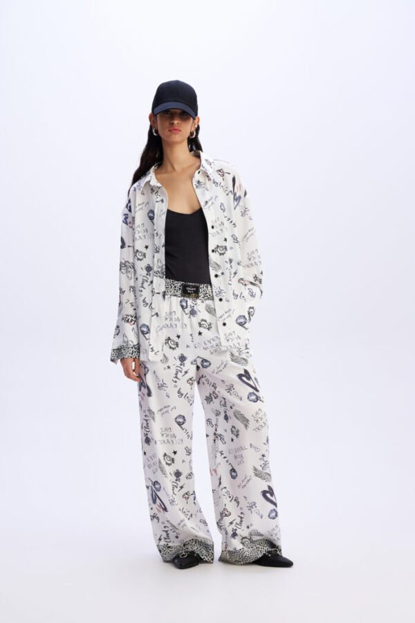 White graffiti pants /C9 πατελόνι