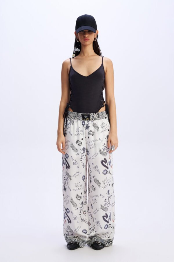White graffiti pants /C9 πατελόνι - Image 3