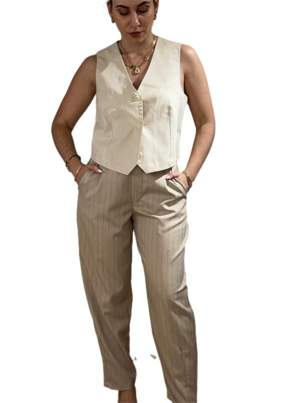 Oliana pants/New Age παντελόνι μπεζ ριγέ
