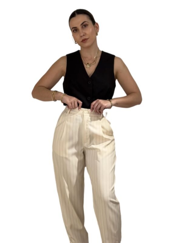 Oliana pants/New Age παντελόνι εκρού ριγέ