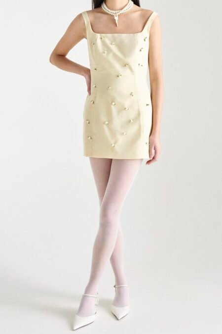 Mini flower dress/Milk White φόρεμα