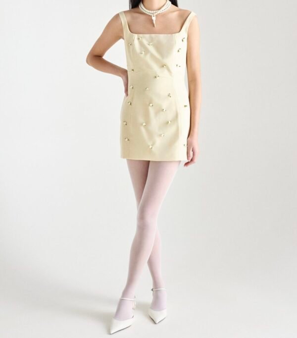 Mini flower dress/Milk White φόρεμα