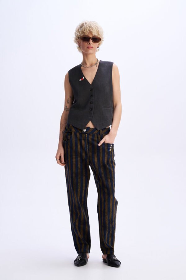 Vintage olive striped denim pants / C9 πατελόνι
