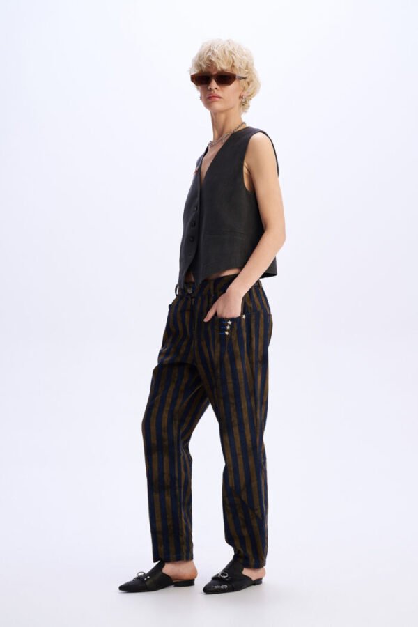 Vintage olive striped denim pants / C9 πατελόνι - Image 4