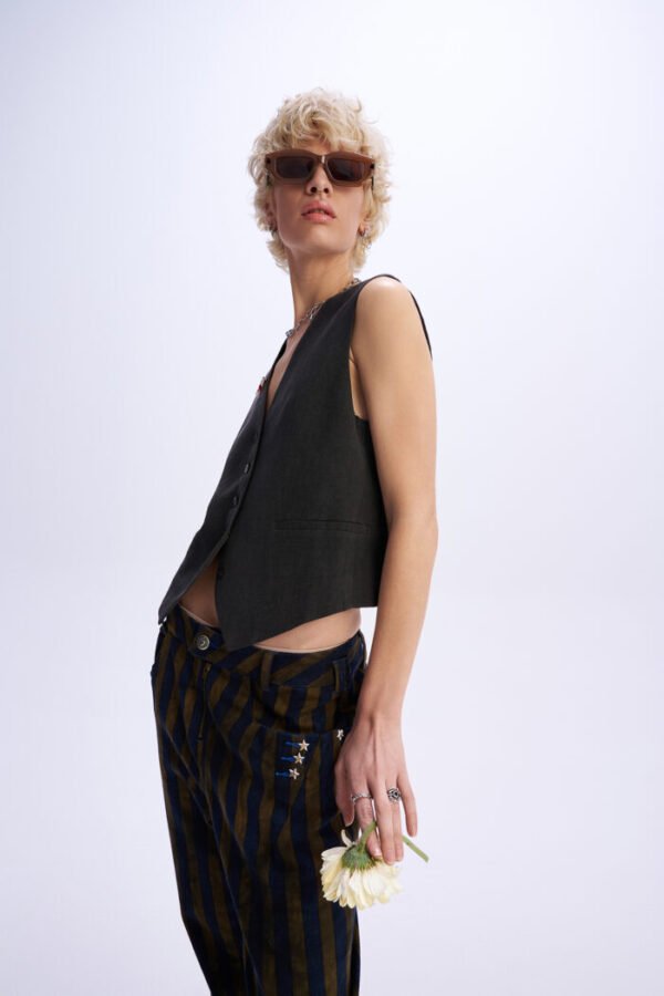 Vintage olive striped denim pants / C9 πατελόνι - Image 2