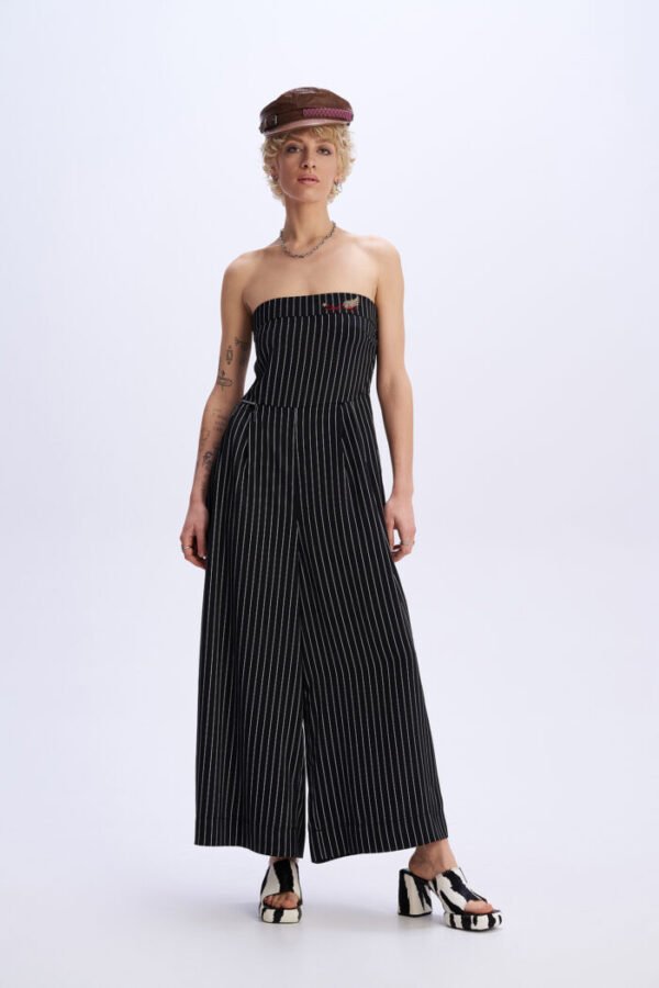 Black and white striped jumpsuit/ C9 φόρμα - Image 2