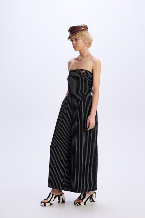 Black and white striped jumpsuit/ C9 φόρμα - Image 4