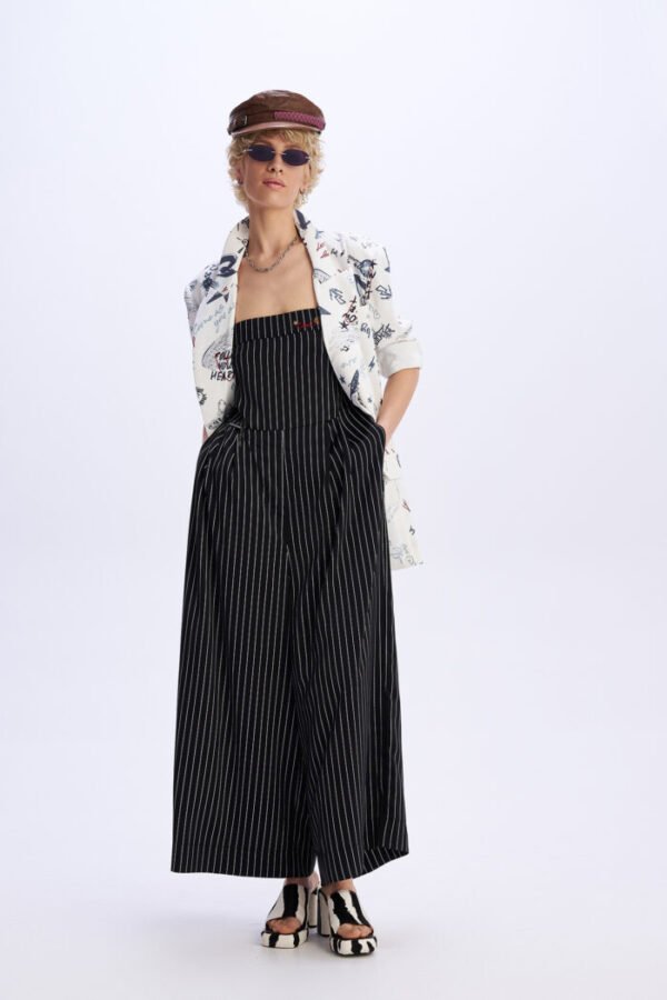 Black and white striped jumpsuit/ C9 φόρμα