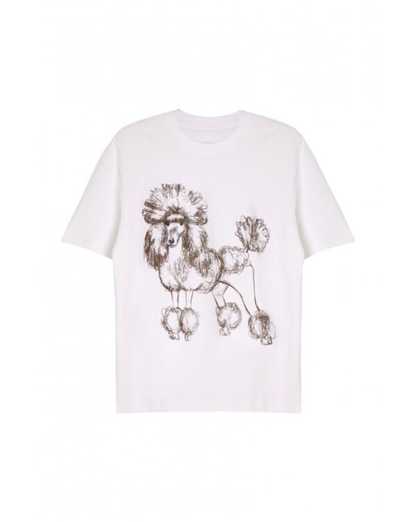 Milk White t-shirt με τύπωμα καφέ σκύλος