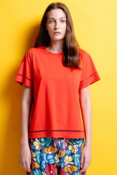 T-shirt μονόχρωμα (red)/Mamoush βαμβακερό τοπ