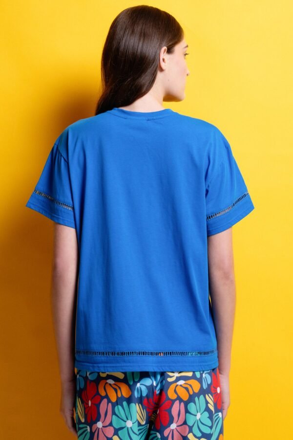 T-shirt μονόχρωμα (blue)/Mamoush βαμβακερό τοπ - Image 2