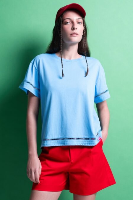 T-shirt μονόχρωμα (light blue)/Mamoush βαμβακερό τοπ