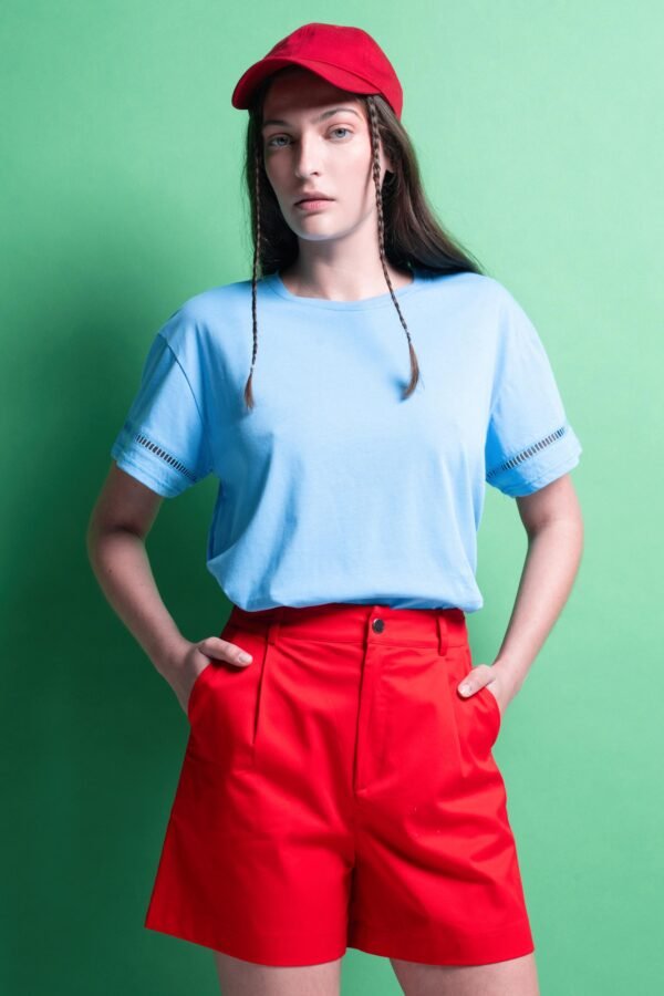 T-shirt μονόχρωμα (light blue)/Mamoush βαμβακερό τοπ - Image 3