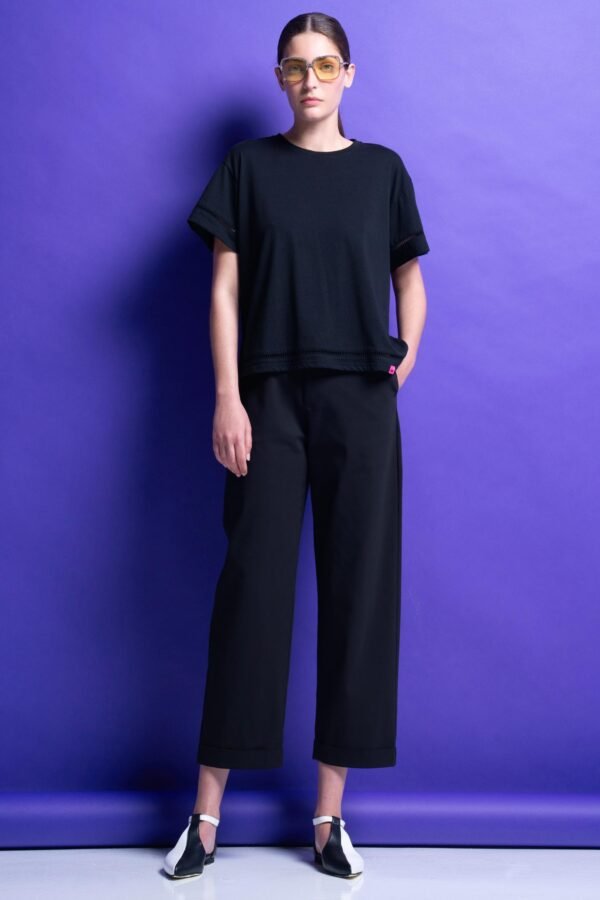 T-shirt μονόχρωμα (black)/Mamoush βαμβακερό τοπ