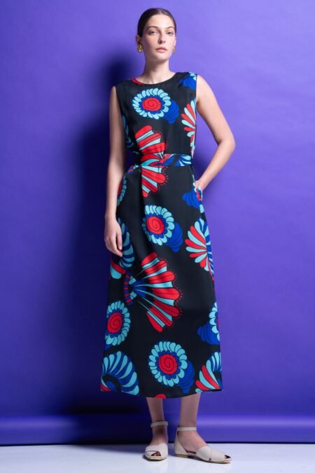 Renny midi dress black- fan /Mamoush φόρεμα
