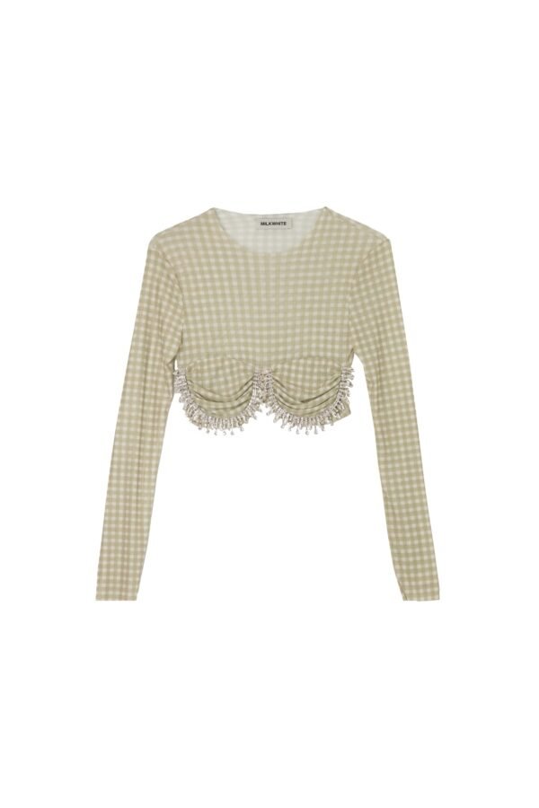Top with crystals (green check)/Milk White τοπ