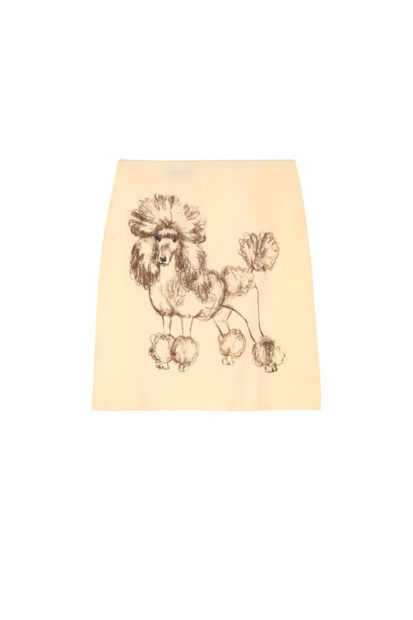 Midi skirt with dog print (pink)/Milk White φούστα