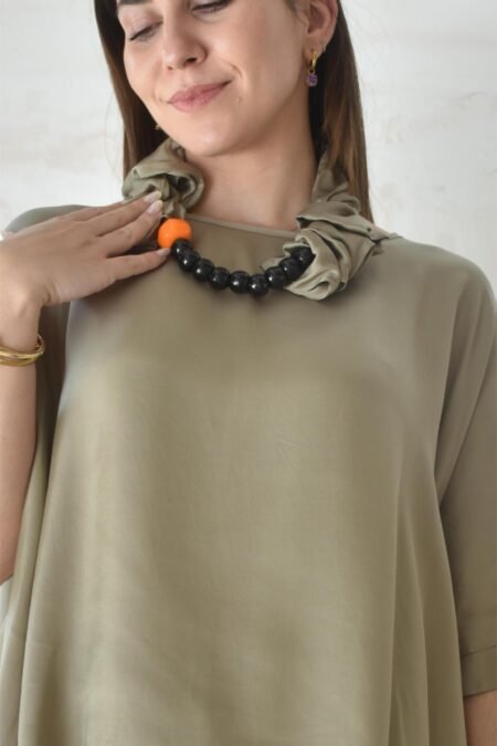 Satin square back blouse (pouro)/Athina klo μπλούζα