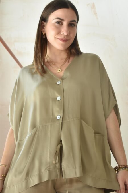 Satin minimal tokyo jacket (pouro)/Athina klo μπλούζα με κουμπιά