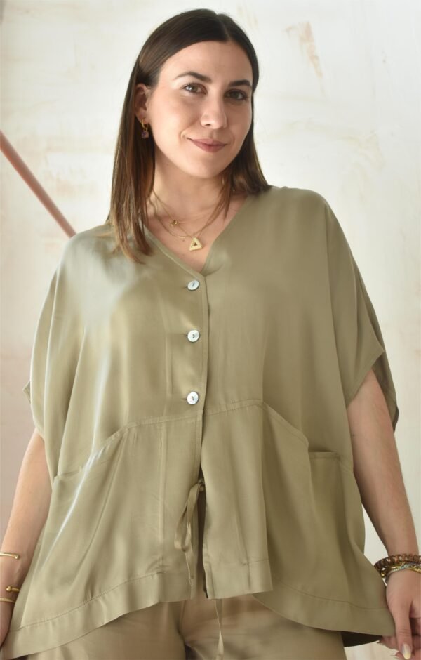 Satin minimal tokyo jacket (pouro)/Athina klo μπλούζα με κουμπιά