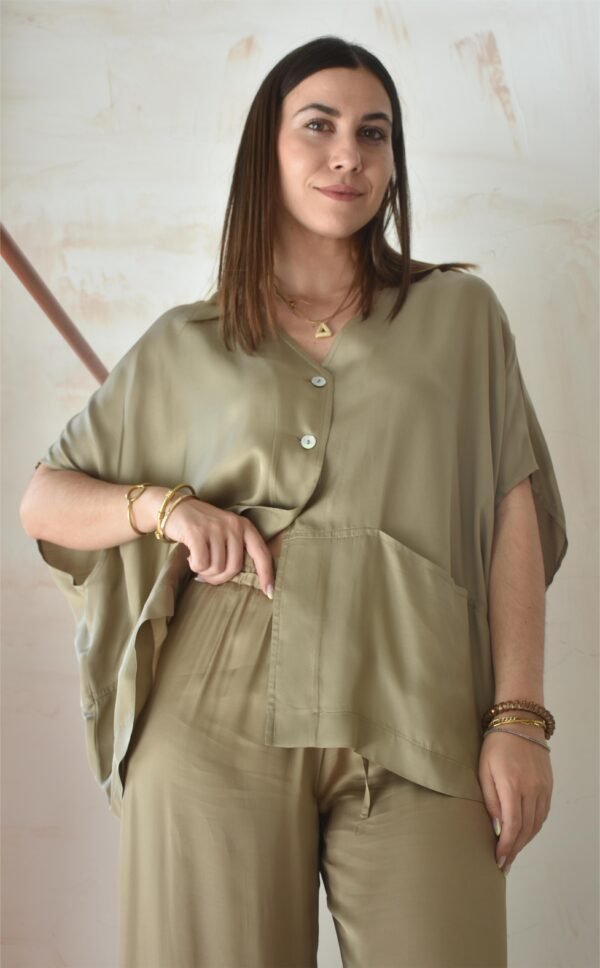 Satin minimal tokyo jacket (pouro)/Athina klo μπλούζα με κουμπιά - Image 3