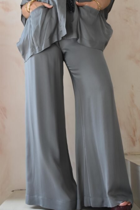 Satin cabana pants (silver)/Athina klo παντελόνι