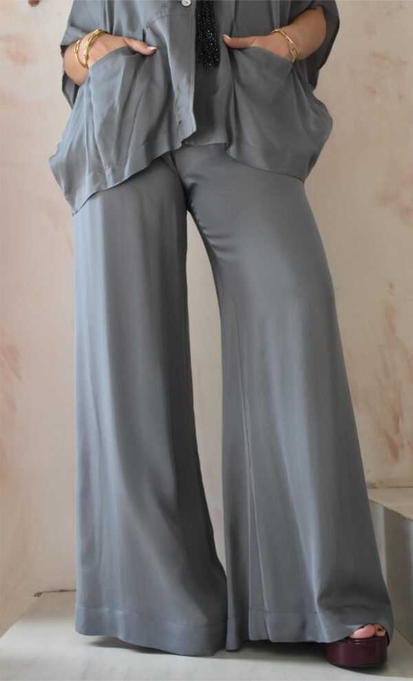Satin cabana pants (silver)/Athina klo παντελόνι