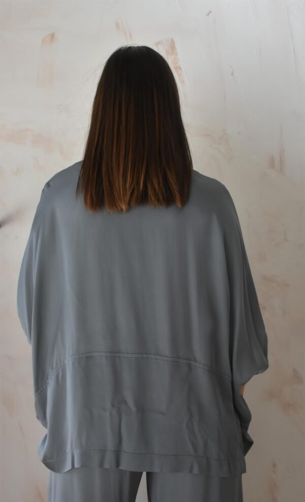 Satin minimal tokyo jacket (silver)/Athina klo μπλούζα με κουμπιά - Image 2