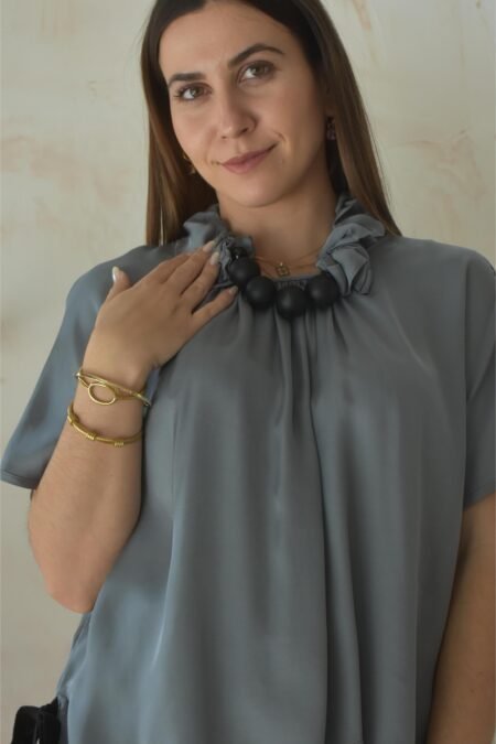 Satin blouse Paris (silver)/Athina klo μπλούζα