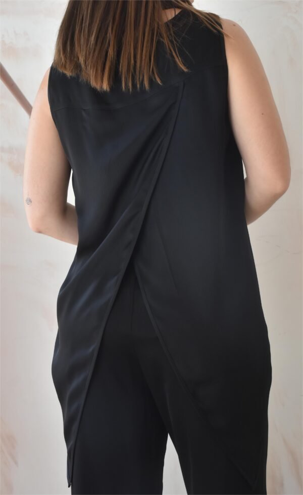 Satin basic blouse (black)/Athina klo μπλούζα - Image 2