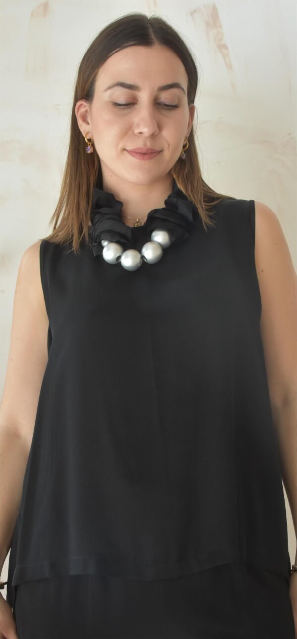 Satin basic blouse (black)/Athina klo μπλούζα - Image 4